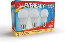 EVEREADY E27 Screw Bulb - Warm White E27 LED Bulb for Ceiling Lights, Lamps & E