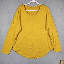 Old Navy Shirt Womens XL Yellow Long Sleeve Scoop Neck Casual Soft Top
