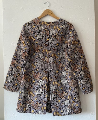 The Shop India Quilted Longer Jacket Indian Block Print Floral Size M UK 12 14 - Picture 8 of 10