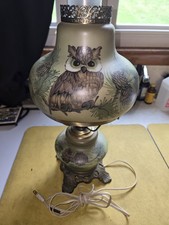 Vintage Owl Lamp Electric Gone With The Eind Hedco #3004 