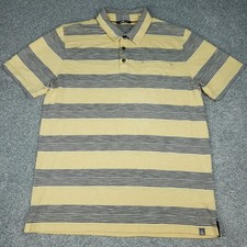 North Face Polo Shirt Mens Yellow Striped Short Sleeve Outdoors Size Large
