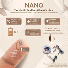 Invisible Hidden Micro Nano Tiny In-ear Earpiece Bug For Mobile Phone
