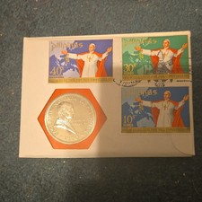 Philippines1970 Pope Paul VI Visit Cover with Stamps and Coin pristine condition