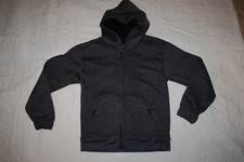 Boys DARK GRAY HOODED SWEAT JACKET Zip Front 2 POCKET Soft Fleece Lining L 12-14