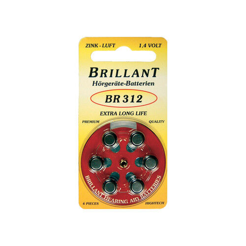 Brillant Hearing Aid 6 Batteries / 1 Blister Type 312 - 第 1/1 張圖片