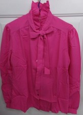 True Vtg Womens Size 12 Pink Ruffled Neck Shirt Blouse Montgomery Ward NWT