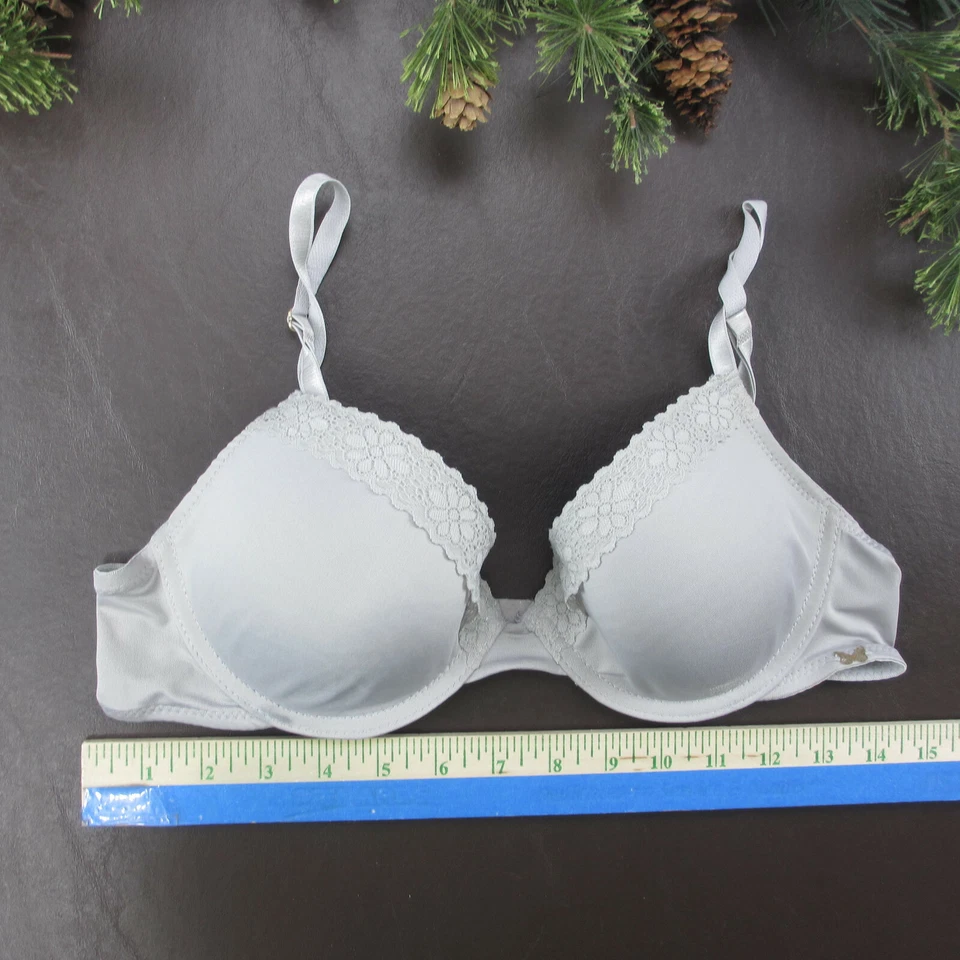 Sujetador Jessica Simpson 36C Gris Encaje Acolchado Con Aros Cierre Ajustable Espalda Foto 2 de 4