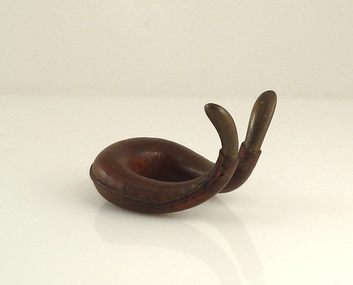 Original OLD Nice Carl AUBOCK PIPEHOLDER - Leather and Brass Auböck Vienna (WM) - Picture 7 of 12