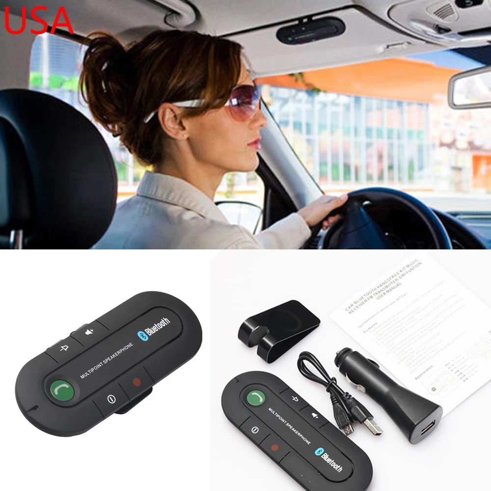 Kit de coche con bluetooth y visera parasol Kit de manos libres con  Bluetooth para coche Clip para visera altavoz incorporado reproductor de  música automático ANGGREK Otros