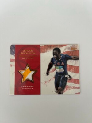 2012 Topps Olympics Paralympics Game Worn Patch 2 Color Jerome Singleton  #/75
