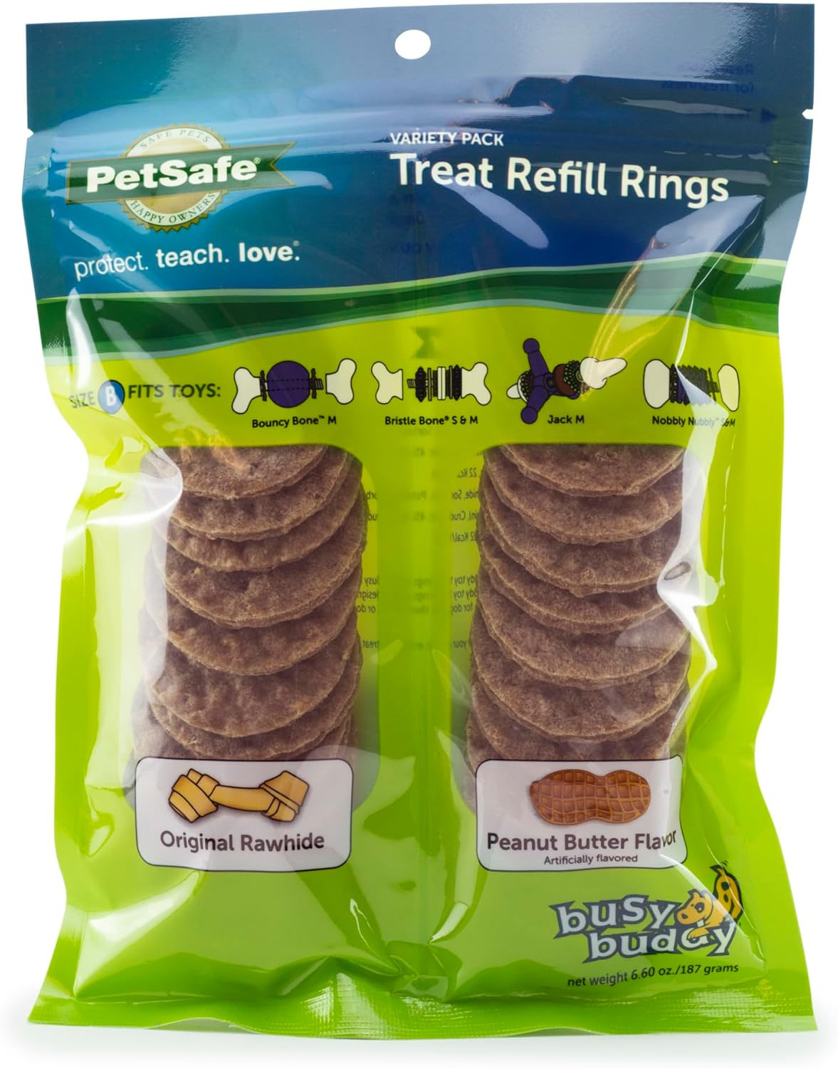 Rawhide Busy Buddy Dog Treat Ring Refills (24 Treat Refills) Peanut Butter Dog