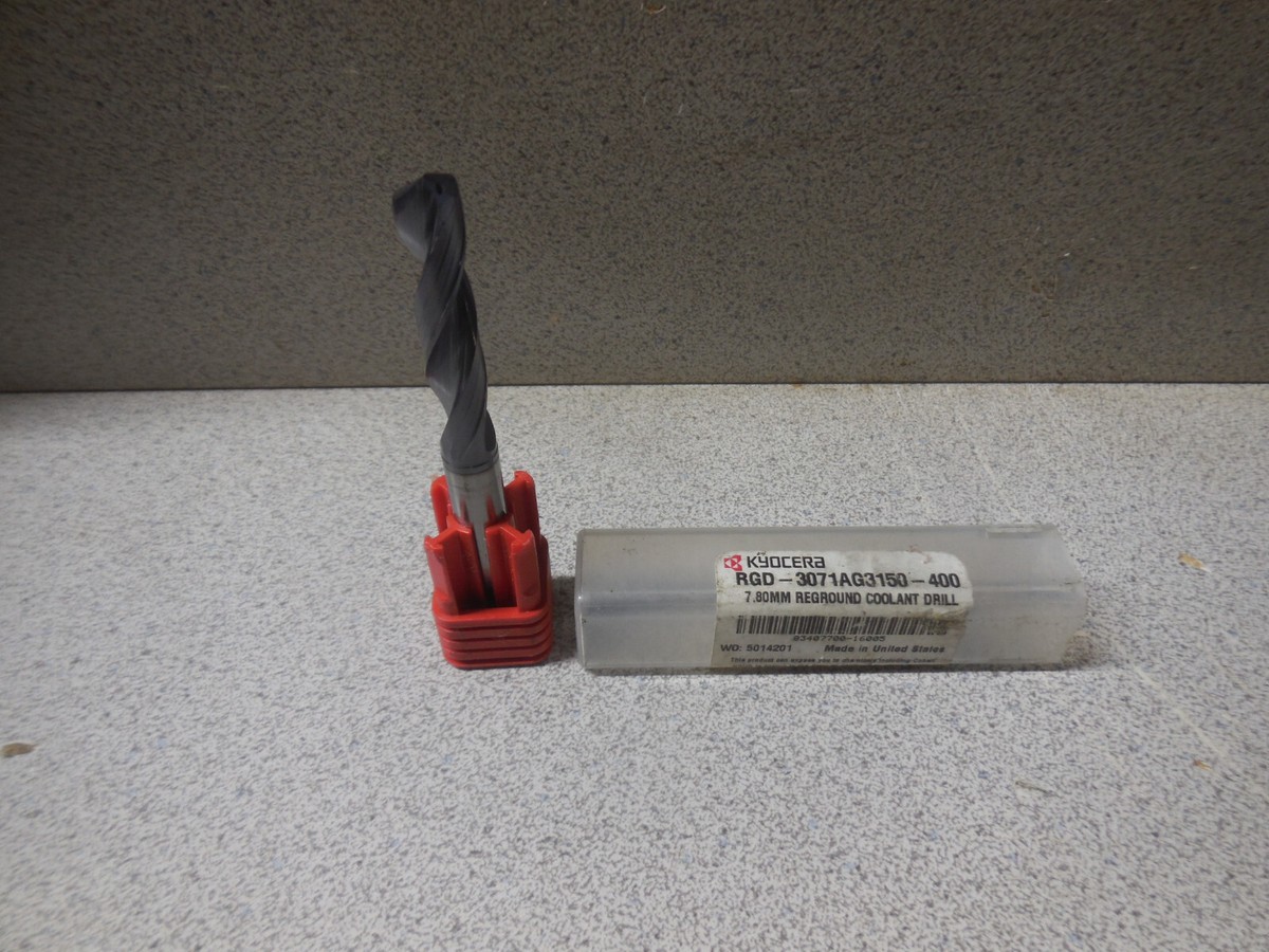 KYOCERA DRILL BIT RGD-3071AG3150-400 7.8MM REGROUND COOLANT DRILL