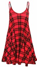 Ladies Long Camisole Cami Printed Strappy Swing Dress Vest Top Flared Sleeveless