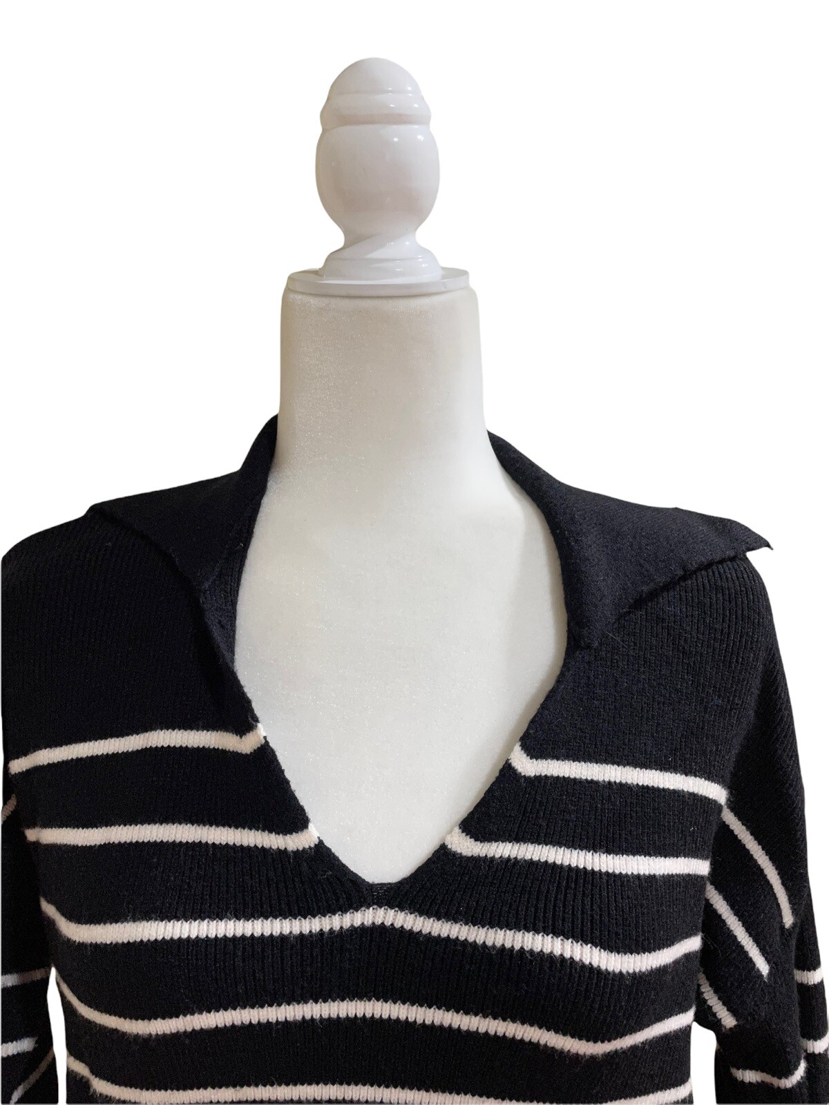 Philosophy Split Neck Collar Striped Sweater Wome… - image 2