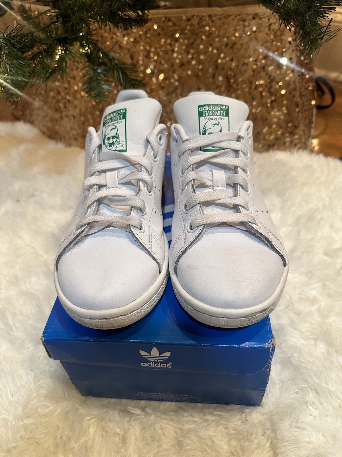 SAOLA Adidas Stan Smith Uomo 4.5 Bianco Verde Scarpe Basse Casual Sneakers Usate