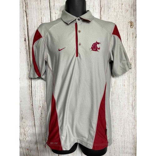 Nike Men XS Gray Red Polo Shirt Dri-Fit 