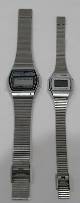 Compu Chron 2 Vintage Watches Set Stainless Steel Hong Kong As Is Retro 