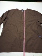 Cherokee Workwear Originals Button Front Warm-Up Jacket Cuffed Sleeves 2XL Brown