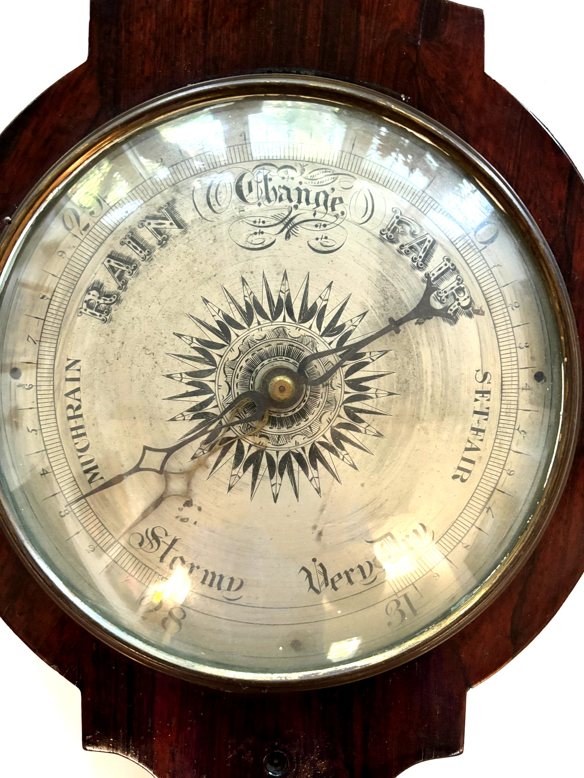 Antique F. Stoppani English Banjo Barometer & Thermometer Wall Weather Station