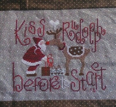 KISS!--Christmas--Santa Kissing Rudolf--Too Cute!--Counted Cross Stitch ...