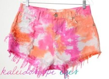 Vtg Levis High Waist Coloful Tie Dye Dyed Destroyed Frayed Cut Off Shorts XL