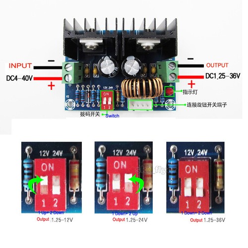 DC-DC PWM Voltage Regulator Module 200W Step Down Board 8A w/ Potentiometer 36V - Picture 3 of 6