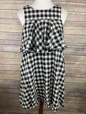 Anthropologie Sunday In Brooklyn XS Ruffled Gingham Shift Dress Plaid Boho Lined