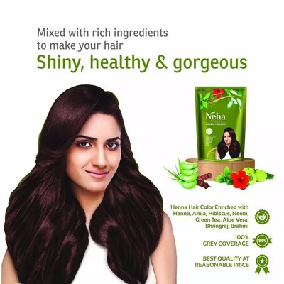 5 x Neha Herbal Hair Mehandi 140g (4.9 Oz) Natural Henna Color Nourishment