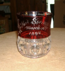 1894 Hot Springs Arkansas Ruby Flash Glass Fancy Ornate Etching