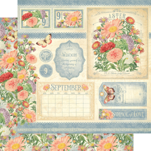 GRAPHIC 45 "FLOWER MARKET" 12X12 PAPER PACK CALENDAR FLORA RETIRED SCRAPJACK'S - Picture 10 of 12