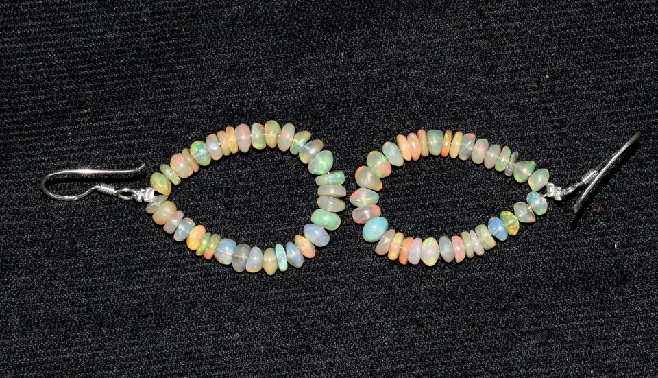 Ethiopian Opal Gemstone Beads Earrings 925 Sterling silver earrings Jewelry - Image 3 of 4