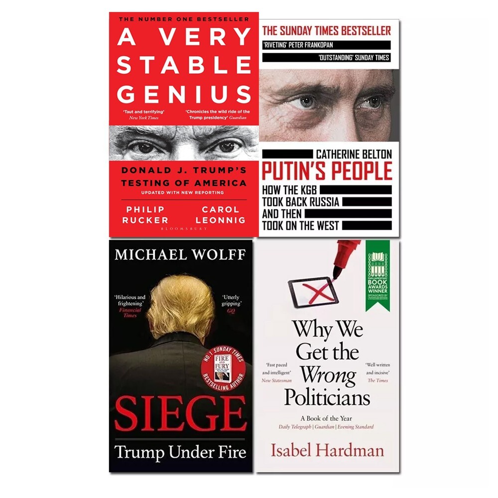 Set of 4 Books Why We Get the Wrong Politicians, A Very Stable Genius, Siege