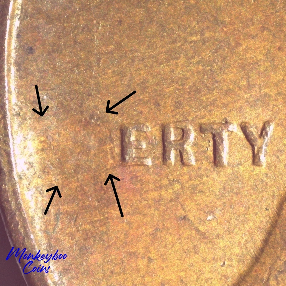 1948 S Lincoln Wheat Cent - Two Large Obverse Strike-Throughs  - Rare Error Coin - Image 3 of 4