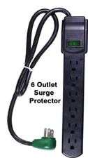 6 Outlet Surge Protector Power Strip Electric Cord Right Angle Plug Switch 2.5 F
