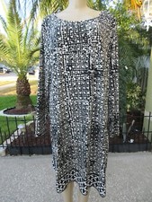 Michael Michael Kors Dress 3X Black Multi Abstract Print Long Sleeve