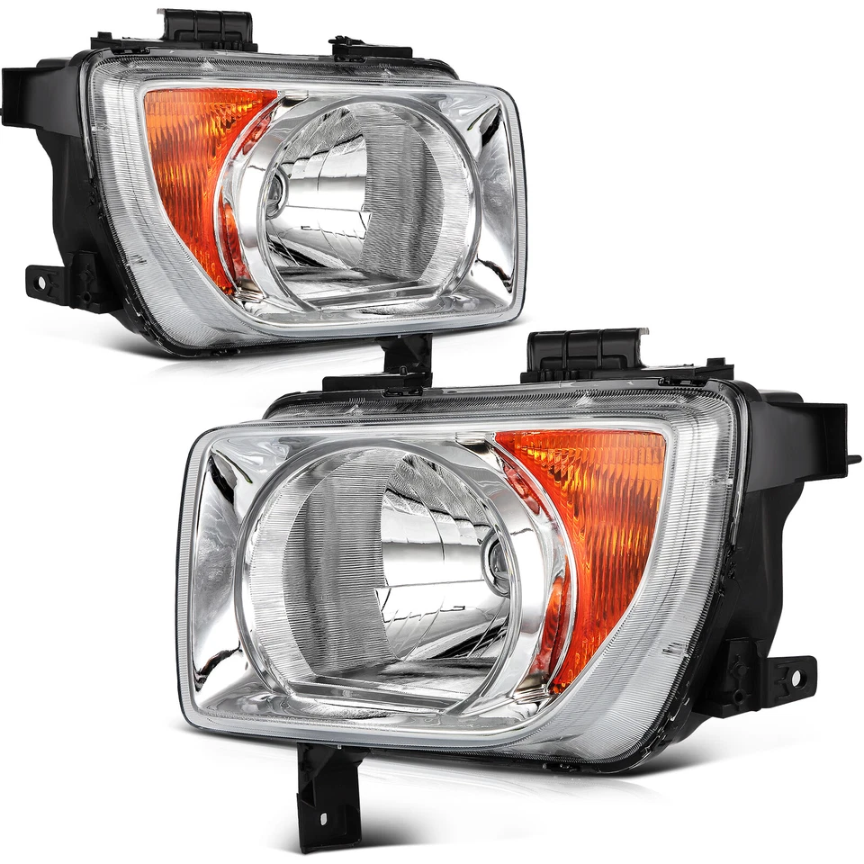 PAIR/2PCS Chrome Amber Headlights Headlamps Assembly For Honda Element 2003-2008 Foto 4 de 4