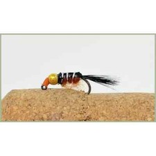 Jig Fly, 6 Pack BARBLESS, Black Wing Cased, Size Choice Nymph Trout Flies
