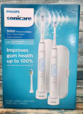 Philips 5000 Protective Clean Care HX6829/71 Electric Toothbrush White 2 Pk NEW