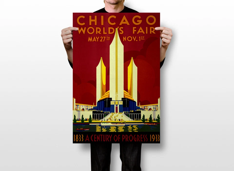 Chicago Worlds Fair Expo 1933 Original Vintage Wall Art - POSTER 20x30 - Image 2 of 4