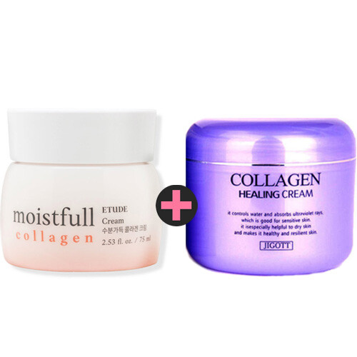 ETUDE HOUSE Super Collagen Moistfull Cream, JIGOTT Collagen Healing Cream 100g