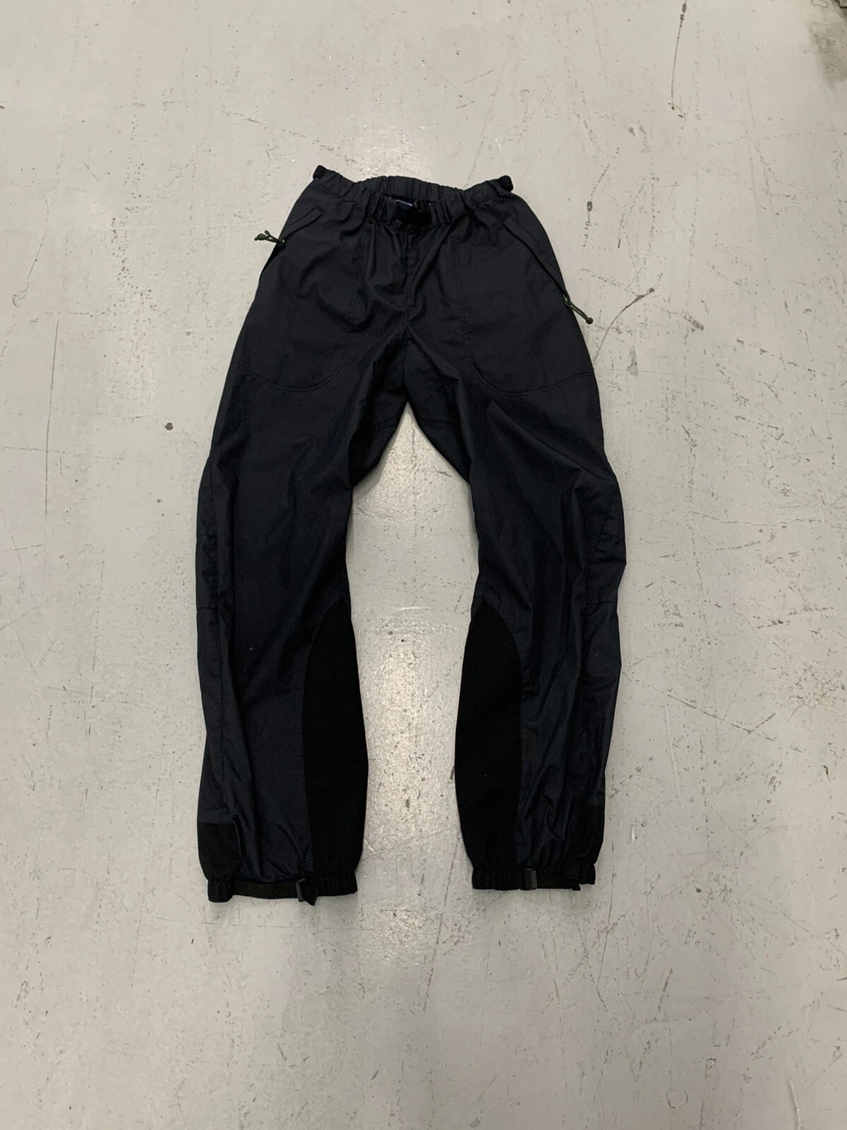 Patagonia Belted Nylon Rain Pants SMALL Black Japan Cinched Waterproof Gorp