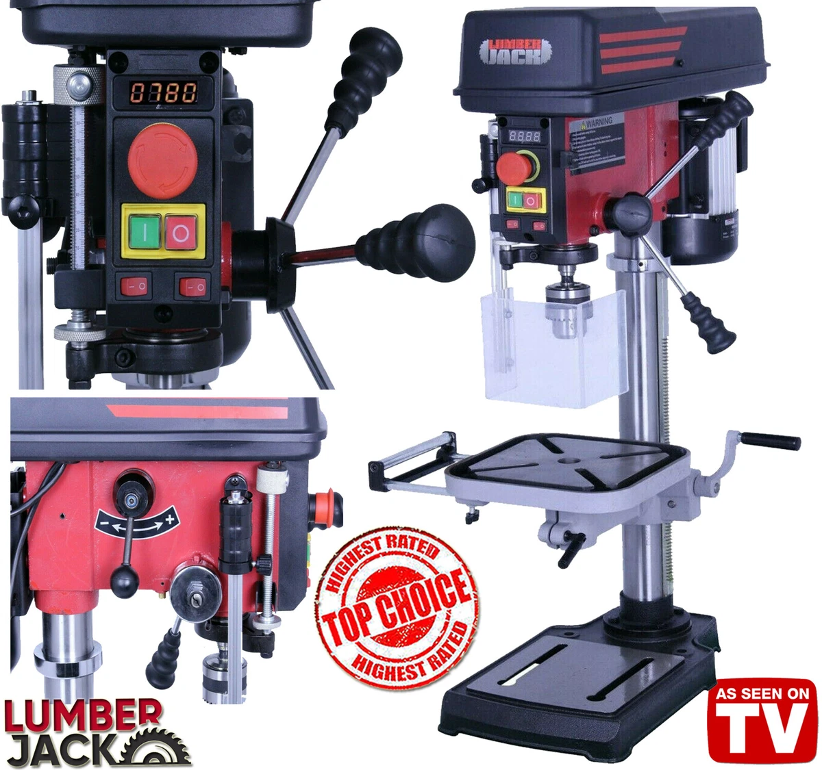 Lumberjack Variable Speed Pillar Drill Press with Digital Display 16mm Chuck