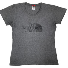 Ther North Face Grey Marl Logo Short Sleeve T Shirt Tee Size Women's Large