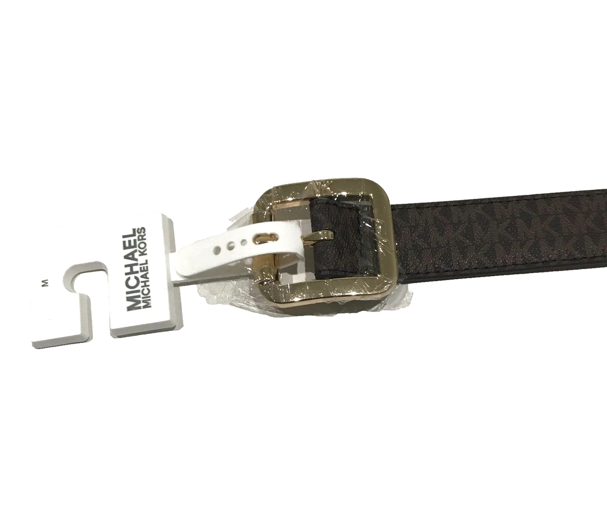 Michael Kors Signature Monogramn Brown Tan Gold Buckle Belt  display picture 3