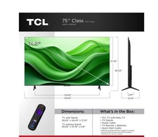 TCL 75" 4K UHD HDR Roku Smart TV- Stunning Visual Picture New, 4 yr Coverage