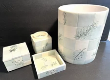 4 Piece Croscill Rainer Everest Ceramic Hand Painted Bathroom  Accessories NICE