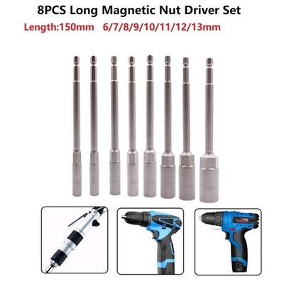 8Pcs 150mm Extension Bohrstange Schlüssel Steckdose Adapter Nuss Treiber