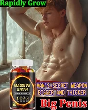 #1 BEST-MALE ENLARGER THICKER LONGER BIGGER 4" GROWTH ENLARGEMENT 60 GUMMIES