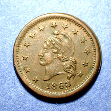 1863 Patriotic Civil War Token Wilson's Medal 19/396 R-1  XF