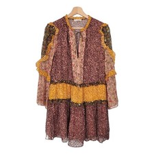 Ulla Johnson Essie Dress Tropical Print Silk Long Sleeve Mini Dress Size 2